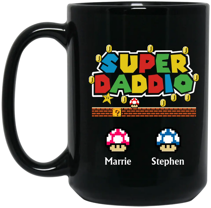 Super Daddio Funny Dad - Personalized Gifts Custom Mushroom Mug for Dad, Father's Day Gifts