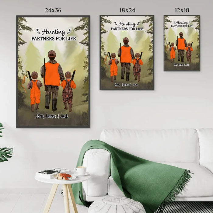 Best Buckin' Papa Ever Father and Son Daughter - Father's Day Personalized Gifts Custom Hunting Poster for Dad, Hunting Lovers