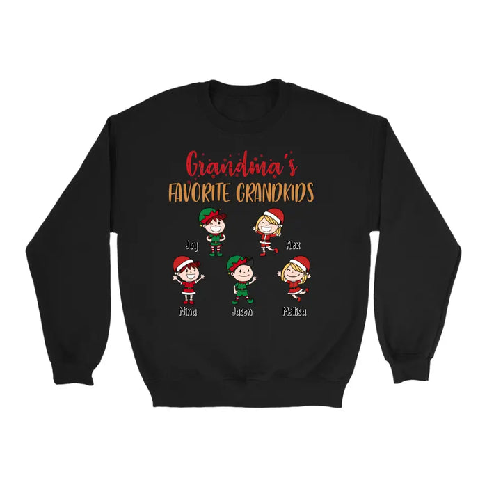Grandma's Favorite Grandkids - Christmas Personalized Gifts Custom Shirt for Grandchildren for Grandma