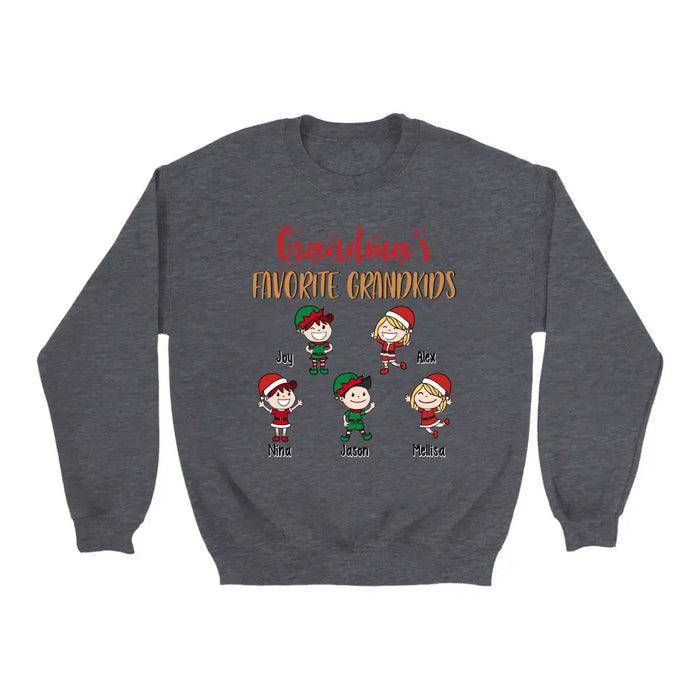 Grandma's Favorite Grandkids - Christmas Personalized Gifts Custom Shirt for Grandchildren for Grandma