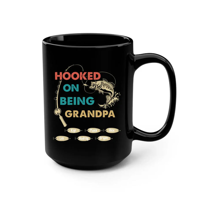 Hooked on Being Grandpa - Father's Day Personalized Gifts Custom Fishing Mug for Grandpa, Fishing Lovers