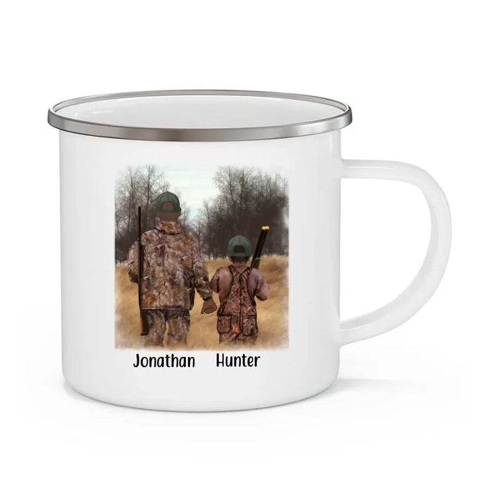 Best Buckin Dad Ever - Personalized Gifts Custom Hunting Enamel Mug for Family for Couples, Hunting Lovers