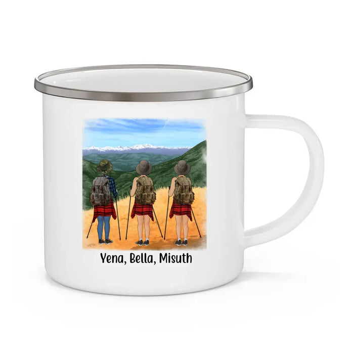 Let's Bind Some Beautiful Place - Personalized Gifts Custom Hiking Enamel Mug for Her, Hiking Lovers