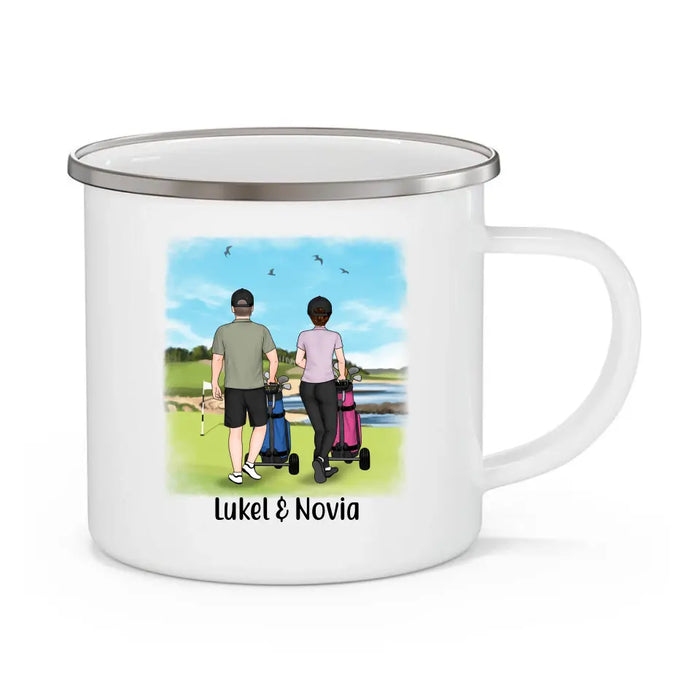 Golf Partners for Life - Personalized Gifts for Custom Golf Enamel Mug for Friends and Couples, Golf Lovers