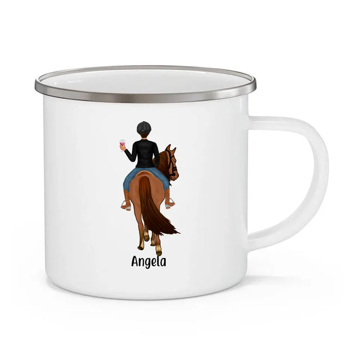 Riding Solves Most of My Problems - Personalized Gifts Custom Horse Enamel Mug for Friends, Horse Lovers