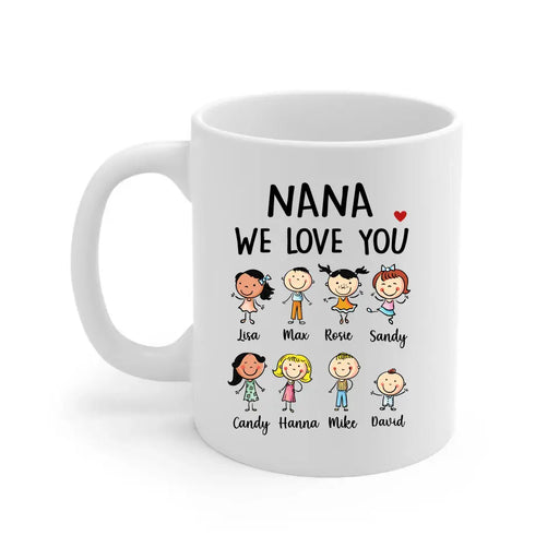Grandma We Love You Custom Tumbler, Personalized Name Mothers Day Mug,  Family Character Matte Tumbler, Mothers Day Gifts Tea Cup. Grandma An 