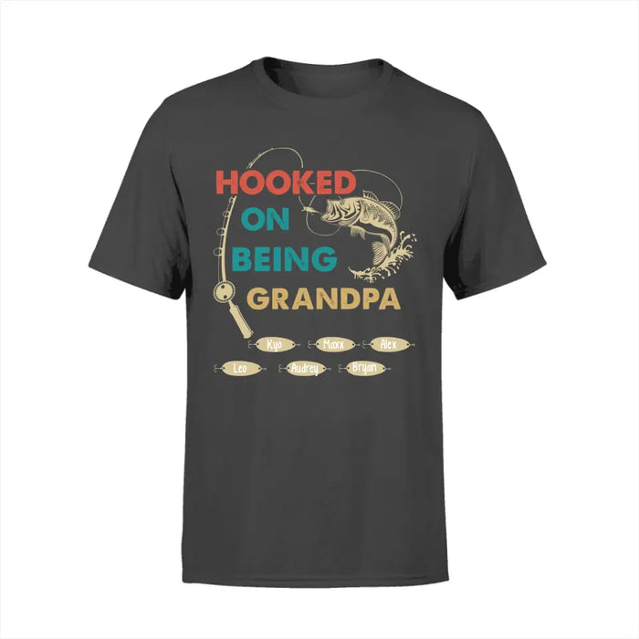 Hooked The Best Grandpa Personalized Fishing T-Shirt