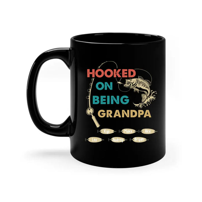 Hooked on Being Grandpa - Father's Day Personalized Gifts Custom Fishing Mug for Grandpa, Fishing Lovers