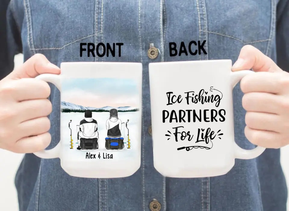 Ice Fishing Partners for Life - Personalized Gifts Custom Ice Fishing Mug for Couples, Ice Fishing Lovers