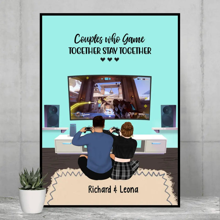 Couple Who Game Together Stay Together - Personalized Gifts for Custom Gaming Poster for Couples, Gaming Lovers
