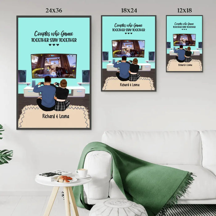 Couple Who Game Together Stay Together - Personalized Gifts for Custom Gaming Poster for Couples, Gaming Lovers