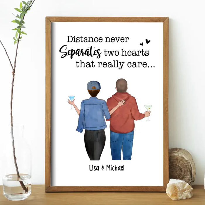 Distances Never Separate Two Hearts That Really Care - Father's Day Personalized Gifts Custom Father and Daughter Poster for Dad
