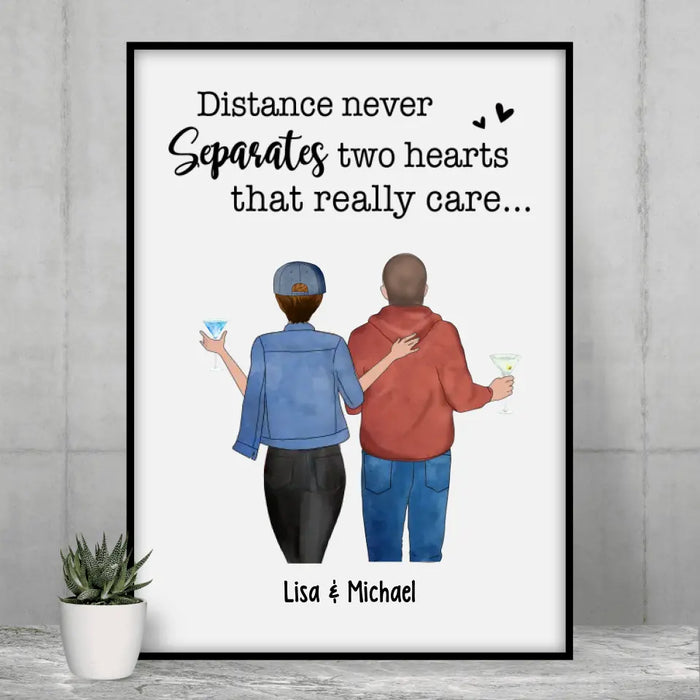 Distances Never Separate Two Hearts That Really Care - Father's Day Personalized Gifts Custom Father and Daughter Poster for Dad
