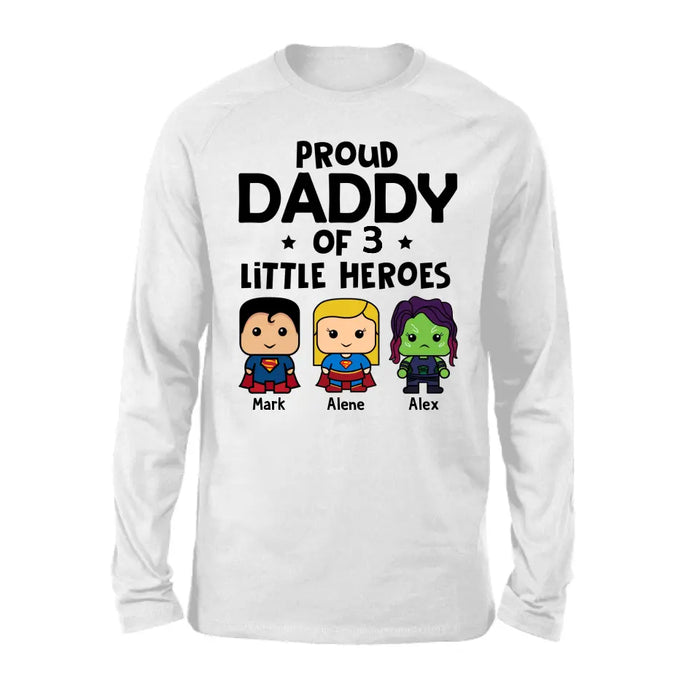 Proud Daddy of Little Heroes - Father's Day Personalized Gifts Custom Marvel Shirt for Dad, Marvel Lovers