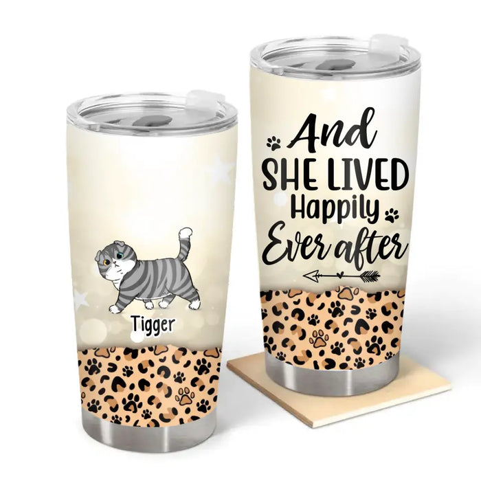 And She Lived Happily Ever After - Personalized Gifts Custom Cat Tumbler for Cat Mom, Cat Lovers
