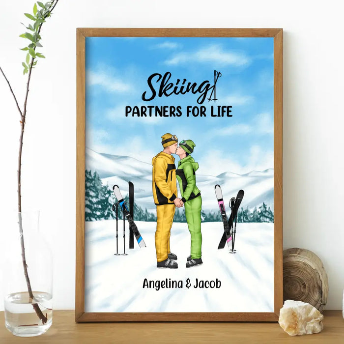 Skiing Partners for Life - Personalized Gifts Custom Skiing Poster for Couples, Skiing Lovers