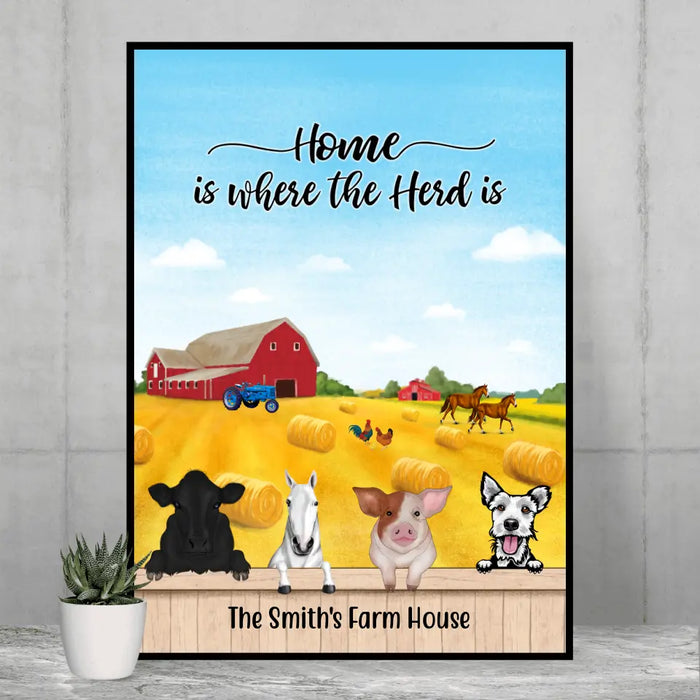 Together Is Our Favorite Place to Be Cow Horse Pig Dog - Personalized Gifts Custom Farming Poster, Gift For Farmers