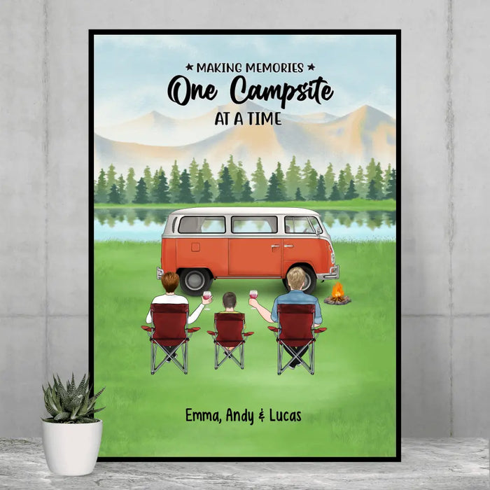 Making Memories One Campsite at a Time - Personalized Gifts Custom Camping Poster for Family, Camping Lovers