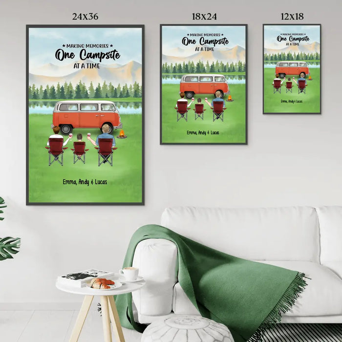 Making Memories One Campsite at a Time - Personalized Gifts Custom Camping Poster for Family, Camping Lovers