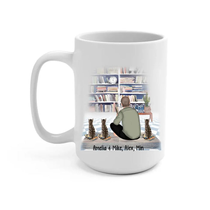 Life Is Better with Books and Cats - Personalized Gifts Custom Cat Mug for Cat Dad, Cat Reading Lovers