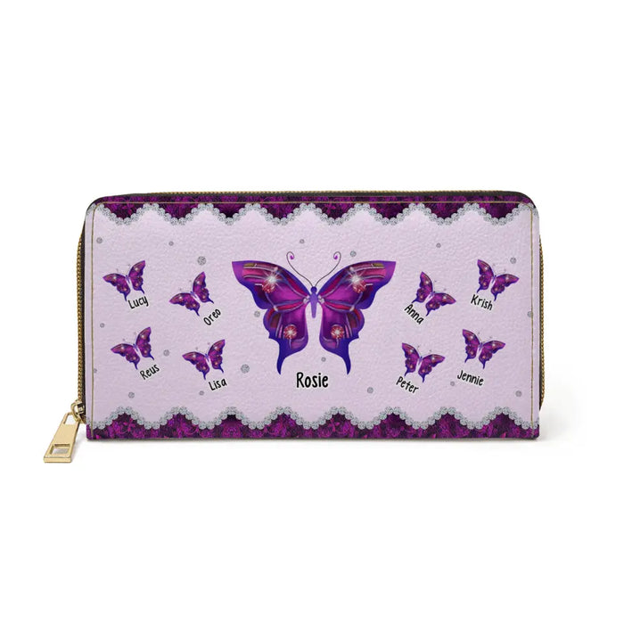 Personalized Wallet Butterfly With Kids Name Gift For Grandma, For Mom