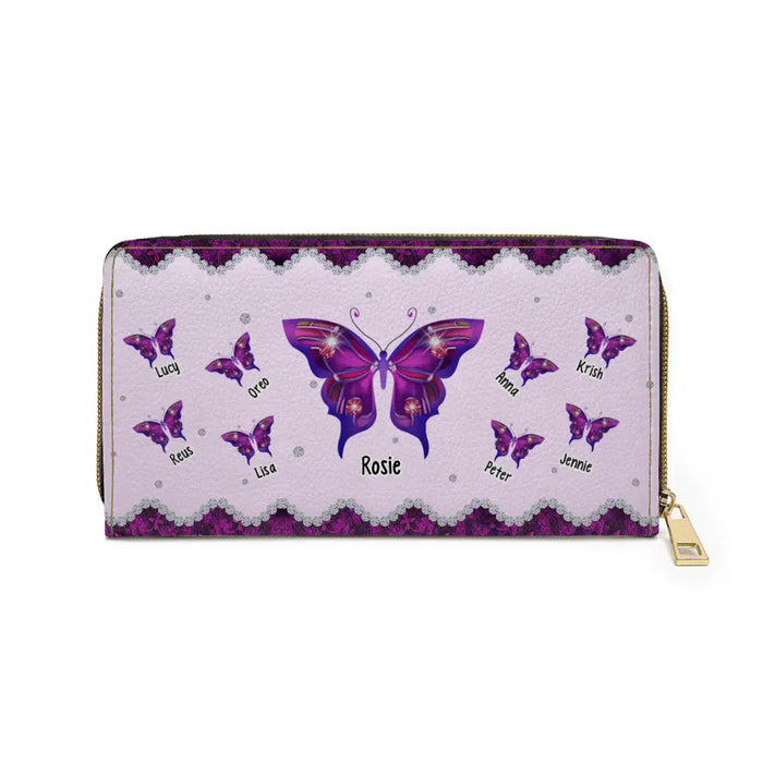 Personalized Wallet Butterfly With Kids Name Gift For Grandma, For Mom