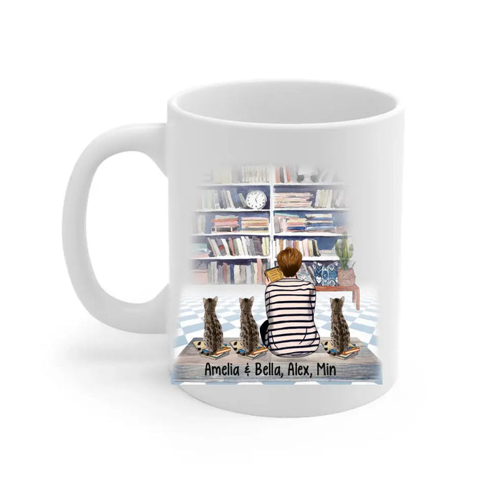 Life Is Better with Books and Cats - Personalized Gifts Custom Cat Mug for Cat Mom, Cat Reading Lovers
