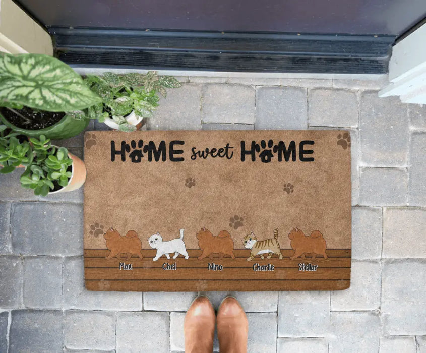 Home Sweet Home - Personalized Gifts Custom Furry Family Doormat for Cat and Dog Lovers