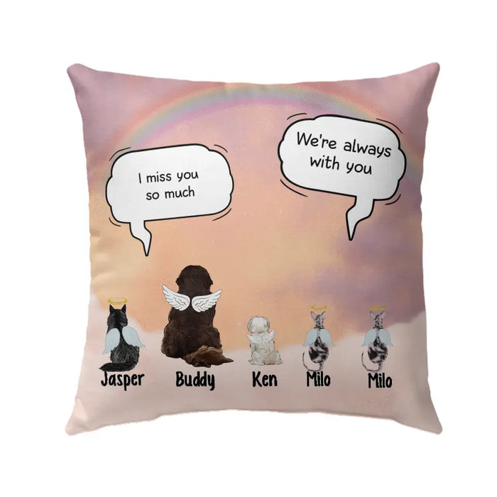 Up To 5 Pets Don't Cry For Us - Personalized Pillow For Dog Lovers, Cat Lovers, Memorial