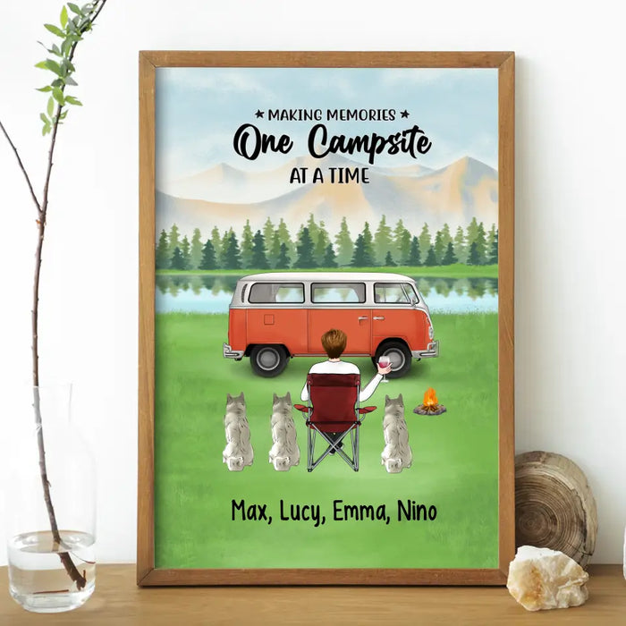 Making Memories One Campsite at a Time - Personalized Gifts Custom Camping Poster for Dog Mom, Camping Lovers