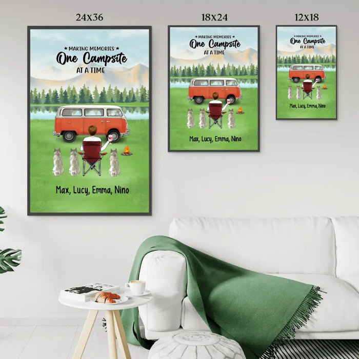 Making Memories One Campsite at a Time - Personalized Gifts Custom Camping Poster for Dog Mom, Camping Lovers