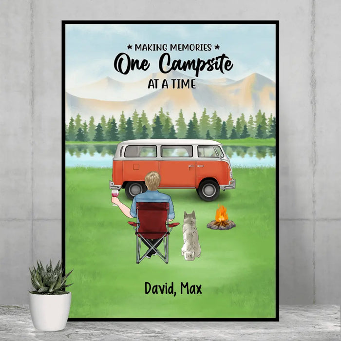 Making Memories One Campsite at a Time - Personalized Gifts Custom Camping Poster for Dog Dad, Camping Lovers