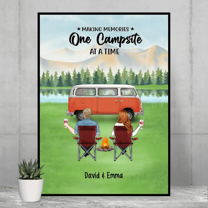 Making Memories One Campsite at a Time - Personalized Gifts Custom Camping Poster for Couples, Camping Lovers
