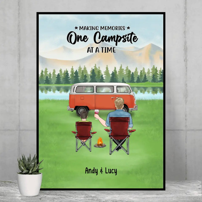 Making Memories One Campsite at a Time Man & Kids - Personalized Gifts Custom Camping Poster for Dad, Camping Lovers