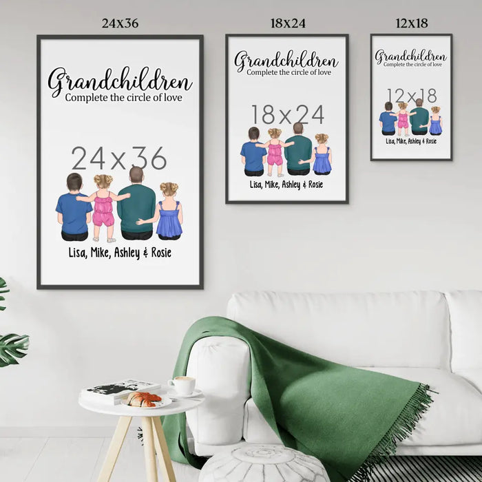 Grandchildren Complete The Circle Of Love - Personalized Gifts Custom Family Poster For Grandpa, Family Gifts