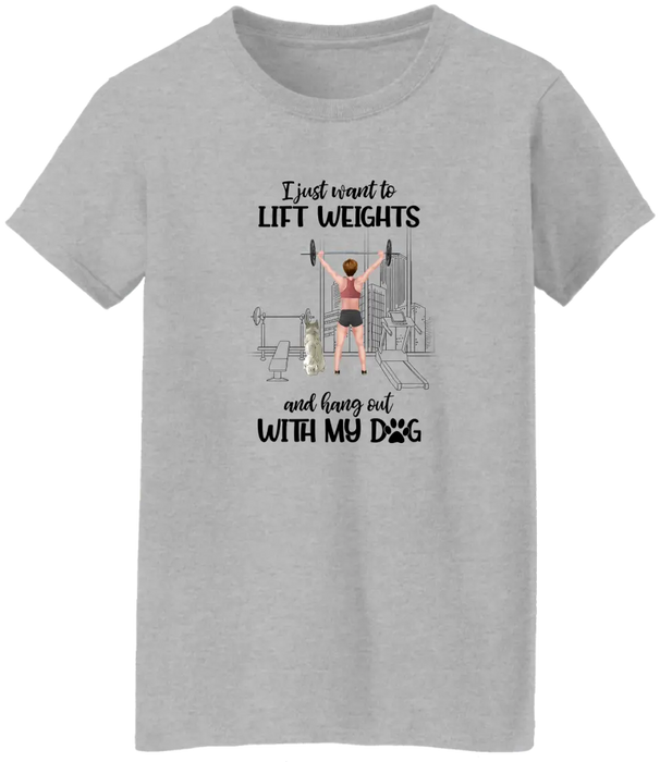 Personalized T-Shirt, Girl Lifting Weights with Dogs, Gift for Workout Lovers, Dog Lovers