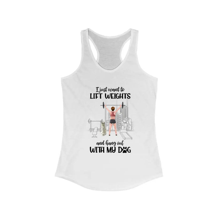 Personalized T-Shirt, Girl Lifting Weights with Dogs, Gift for Workout Lovers, Dog Lovers