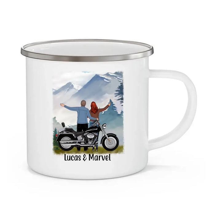 Sorry, This Girl Is Already - Personalized Gifts Custom Motorcycle Enamel Mug for Couples, Motorcycle Lovers