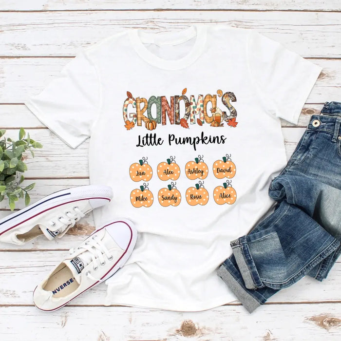 Grandma's Little Pumpkins - Personalized Gifts Custom Pumpkin Shirt for Nana Grandma