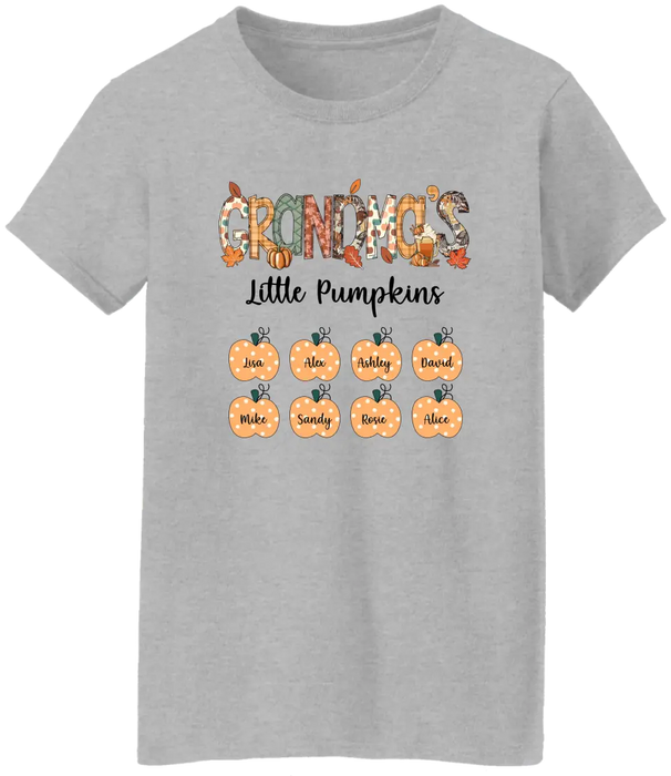 Grandma's Little Pumpkins - Personalized Gifts Custom Pumpkin Shirt for Nana Grandma