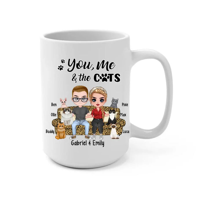 You Me and the Cats - Personalized Gifts Custom Cat Mug for Couples and Cat Lovers