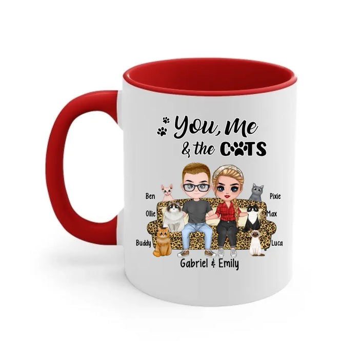 You Me and the Cats - Personalized Gifts Custom Cat Mug for Couples and Cat Lovers