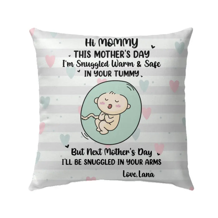 Happy First Mother's Day Love Baby Bump - Personalized Gifts Custom Pillow for Mom