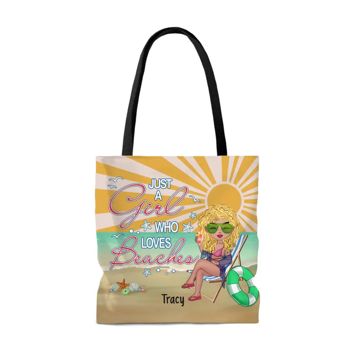 Just a Girl Who Loves Beaches - Personalized Gifts Custom Beach Tote Bag for Her, Beach Lovers