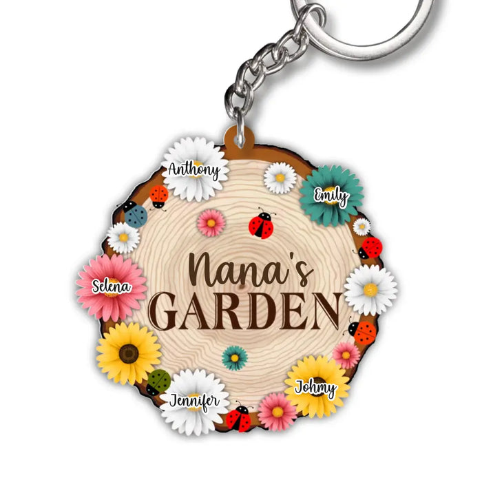 Nana's Garden - Personalized Gifts Custom Garden Acrylic Keychain for Grandma Mama, Garden Lovers