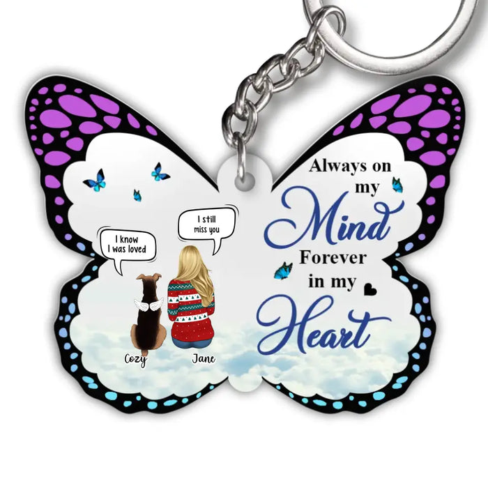 Always on My Mind Forever in My Heart - Personalized Gifts Custom Memorial Acrylic Keychain for Cat Mom for Dog Mom