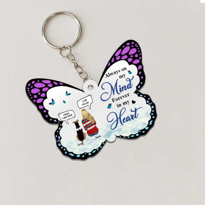 Always on My Mind Forever in My Heart - Personalized Gifts Custom Memorial Acrylic Keychain for Cat Mom for Dog Mom