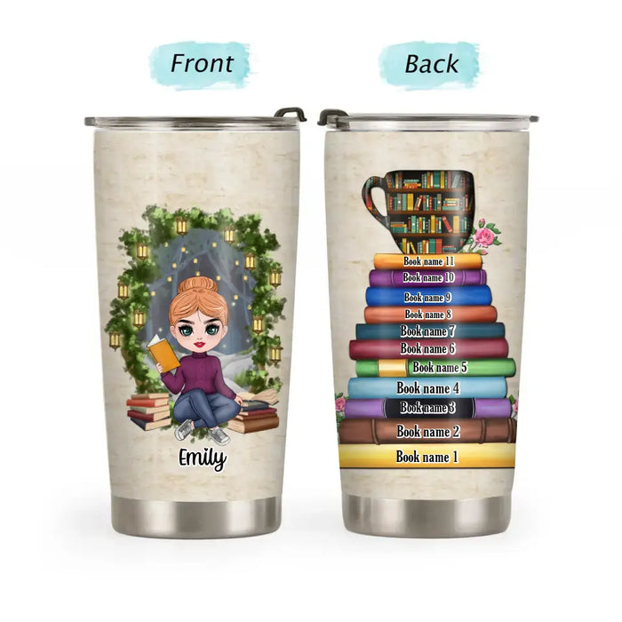 Girl Reading Book Custom Book Titles - Personalized Gifts Custom Reading Tumbler For Her, Book Lovers