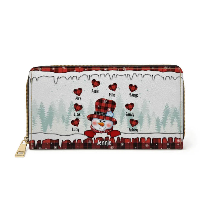 Christmas Snowman Nana Mom Sweet Heart - Personalized Gifts Custom Wallet For Mom Grandma