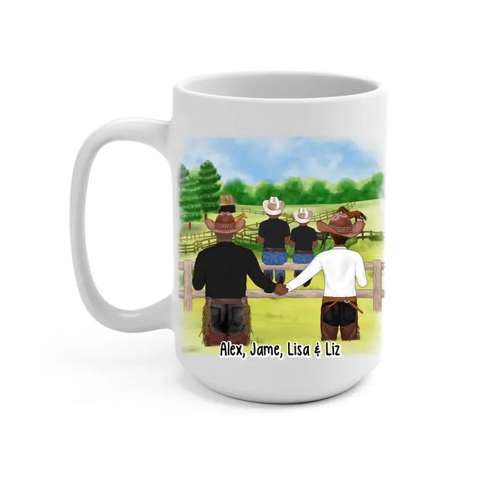 Family Where Life Begins and Love Never Ends - Personalized Gifts Custom Mug for Cowboy Family